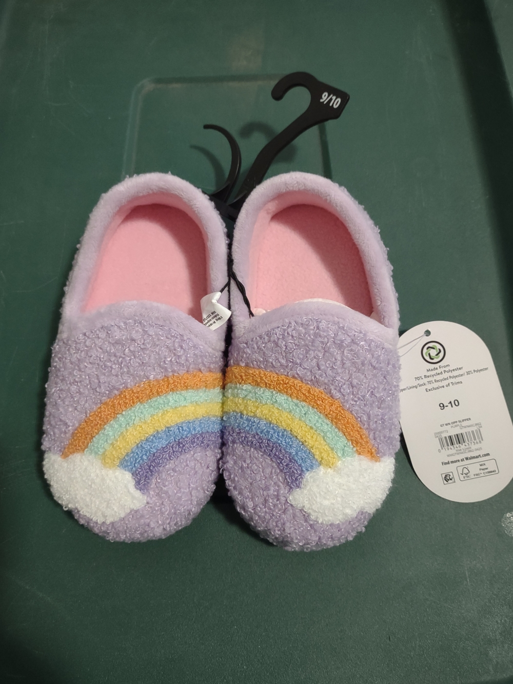 Kids Cozy Purple Rainbow Slippers NWT Size 9-10